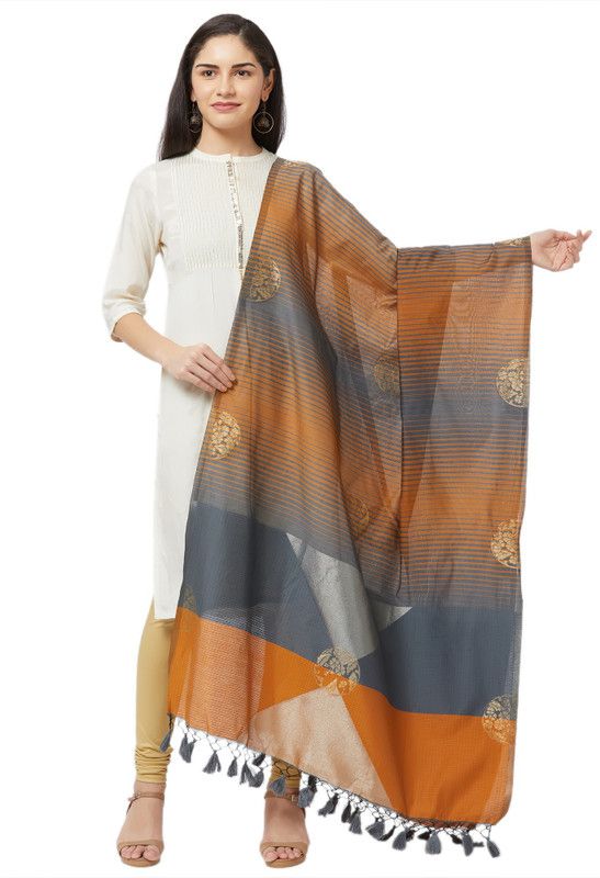 Silk Blend, Art Silk Woven, Self Design Multicolor Women Dupatta