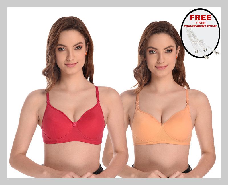 Women Full Coverage Lightly Padded Bra  (Pink, Orange)