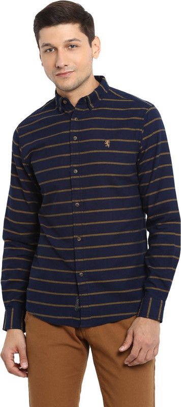 RSF8927 Men Regular Fit Striped Button Down Collar Casual Shirt