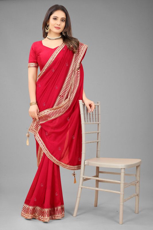 Self Design Bollywood Pure Silk Saree  (Magenta)