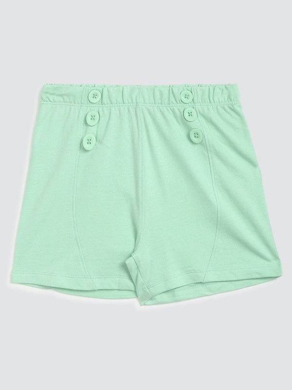 Short For Girls Casual Solid Pure Cotton  (Green, Pack of 1)