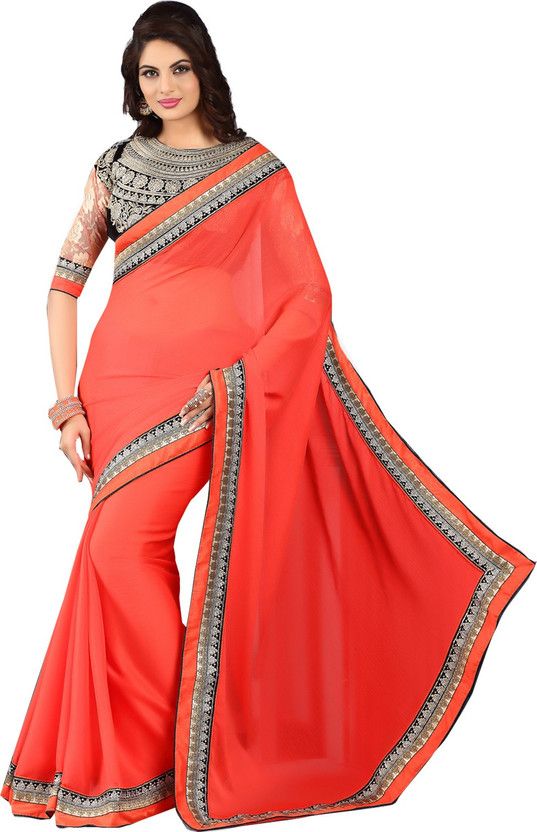 Embroidered Bollywood Crepe Saree  (Multicolor)
