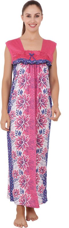 Women Nighty  (Blue, Pink)