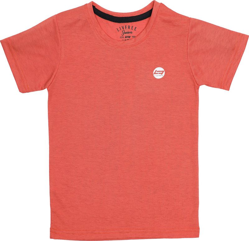 Boys Solid Polyester T Shirt  (Orange, Pack of 1)