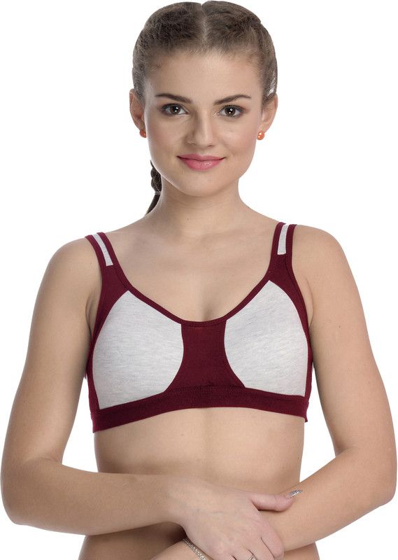 Women Sports Non Padded Bra  (Brown, White)