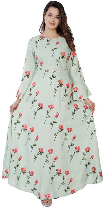 Women Floral Print Viscose Rayon Anarkali Kurta  (Multicolor)