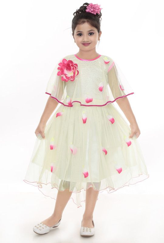 Barbie Girls Midi/Knee Length Party Dress  (Beige, Cap Sleeve)