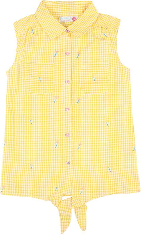 Girls Casual Cotton Blend Blouson Top  (Yellow, Pack of 1)