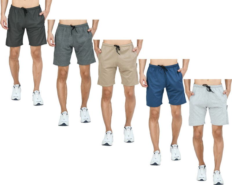 Pack of 5 Solid Men Multicolor Bermuda Shorts