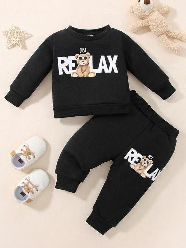 Baby Boys & Baby Girls Party(Festive) Sweatshirt Sweatpant  (Black)