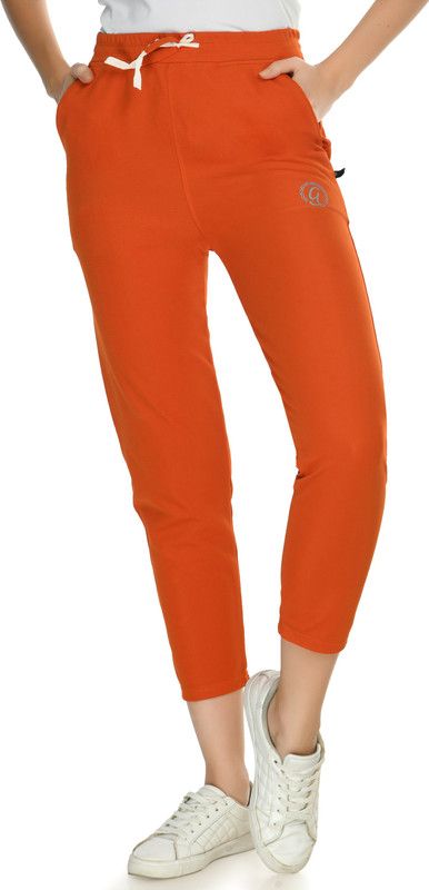 Women Skinny Fit Orange Polycotton Trousers