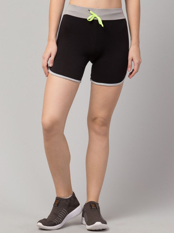 Solid Women Black Gym Shorts
