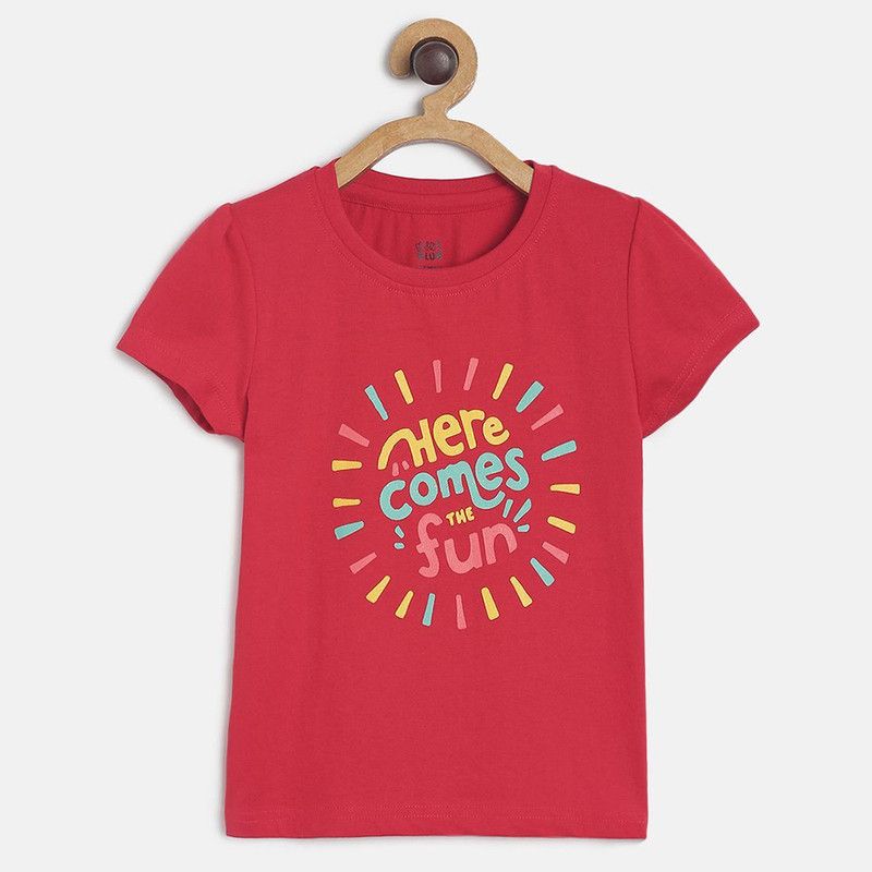 Girls Pure Cotton Knit Top  (Red, Pack of 1)