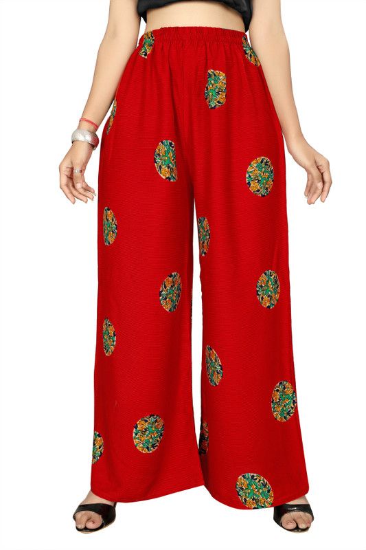 Women Relaxed Red Crepe Trousers