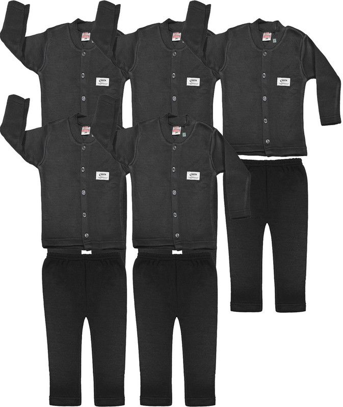 Top - Pyjama Set Thermal For Boys & Girls  (Black, Pack of 5)