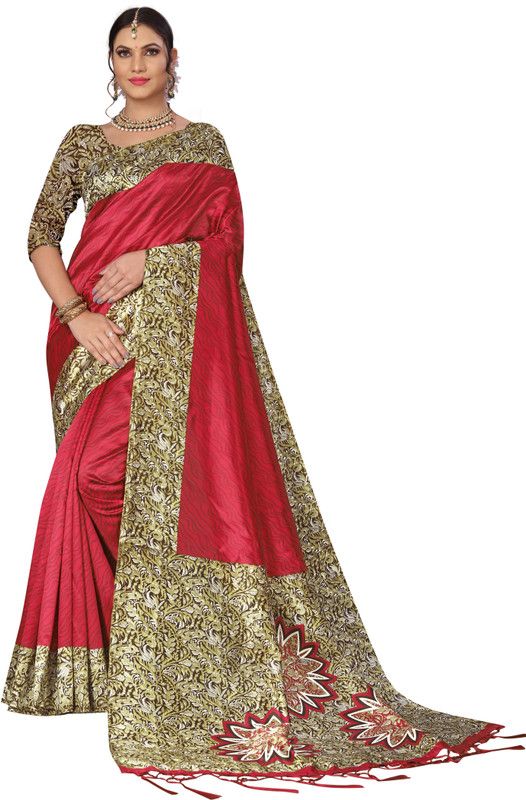 Printed, Self Design, Paisley, Geometric Print, Striped Mysore Art Silk Saree  (Multicolor)