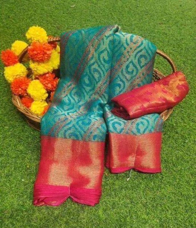Printed Bollywood Brasso Saree  (Light Green)
