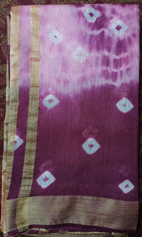 Dyed Bhagalpuri Cotton Blend Saree  (Multicolor)