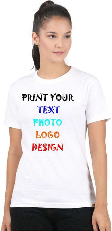 txtprintmsg Women Typography Round Neck Poly Cotton White T-Shirt