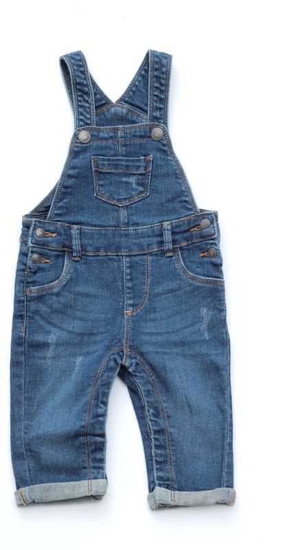 Dungaree For Girls Solid Denim  (Blue, Pack of 1)