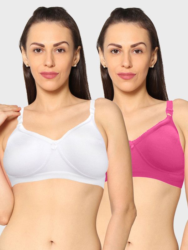 Pack of 2 Women Full Coverage Non Padded Bra  (White, Purple)