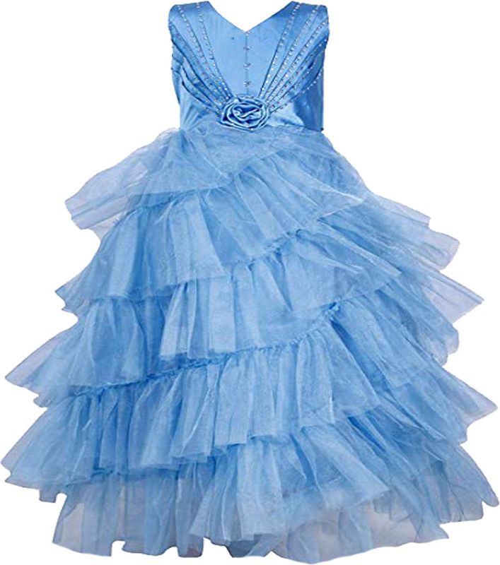 Disney Princess Girls Maxi/Full Length Festive/Wedding Dress  (Light Blue, Sleeveless)