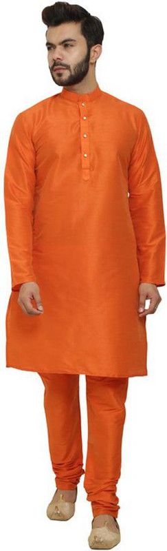 Men Dupion Silk Dhoti & Kurta Set