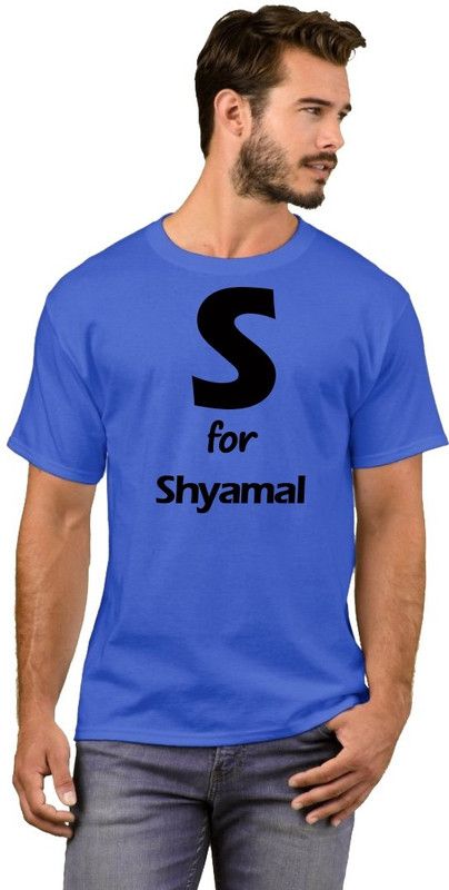 S for Shyamal _ 48 Couple Typography Round Neck Cotton Blend Blue T-Shirt