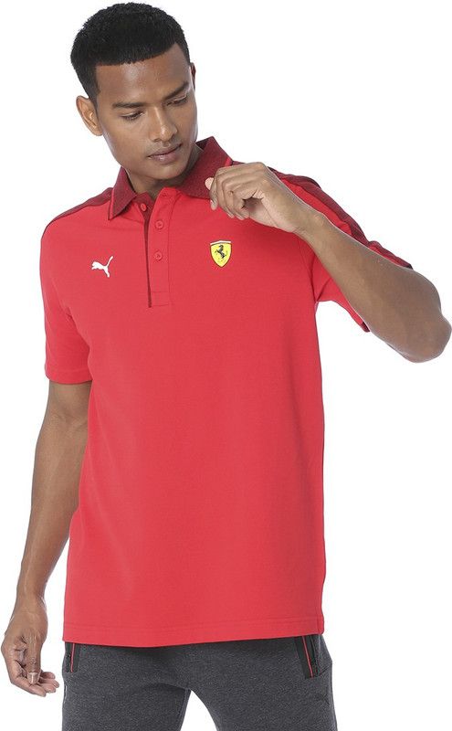 SF Mix Polo Men Colorblock Polo Neck Cotton Blend Red, Maroon T-Shirt