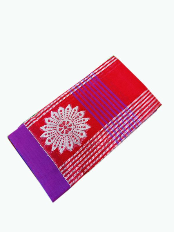 Striped Kota Doria Cotton Silk Saree  (Red)