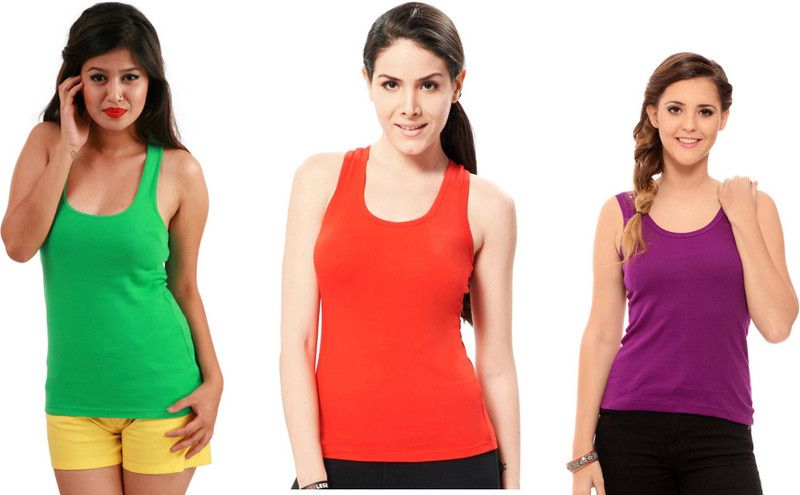 Women Purple, Dark Green, Red Tank Top/Vest