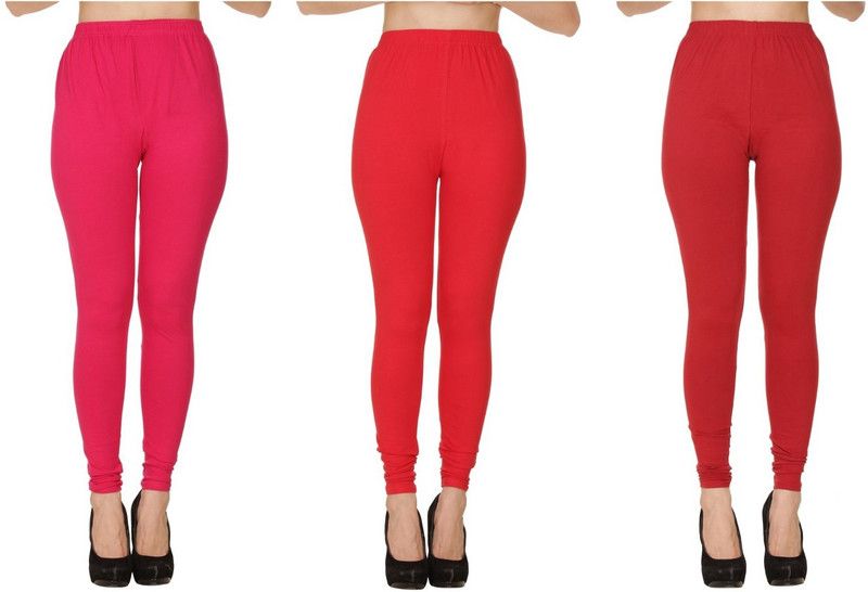 BuyNewTrend Churidar Ethnic Wear Legging  (Red, Maroon, Pink, Solid)