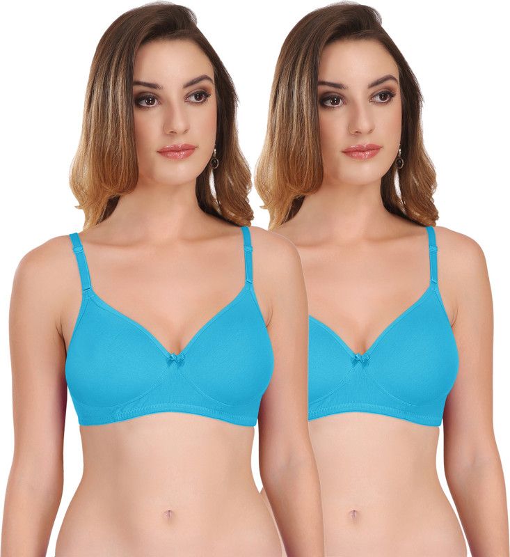Pack of 2 Women T-Shirt Heavily Padded Bra  (Blue)