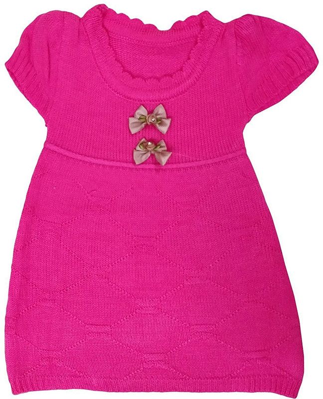 Baby Girls Casual Acrylic Blend A-line Top  (Pink, Pack of 1)