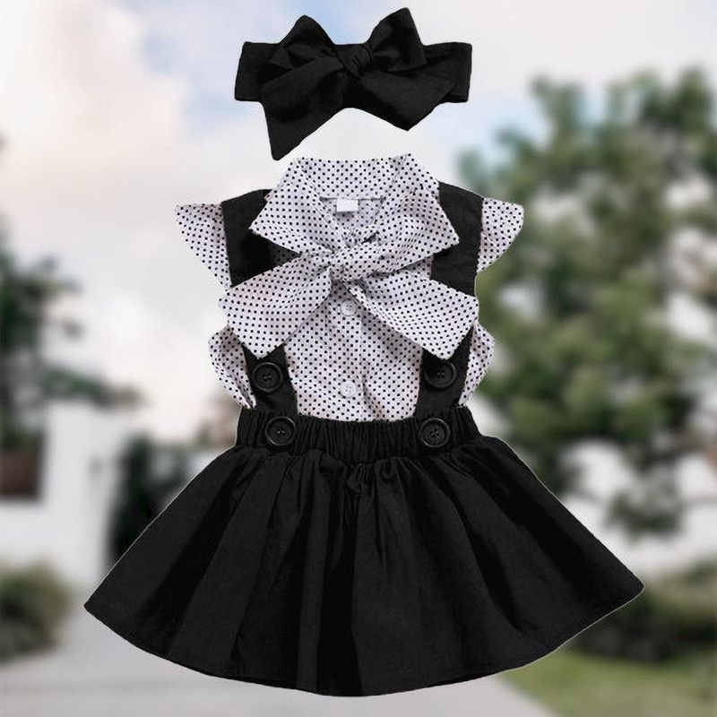 Baby Girls Party(Festive) Shirt Dungaree, Hair Band  (Multicolor)