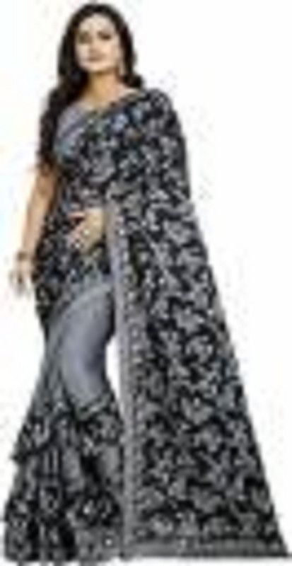 Geometric Print Chettinadu Jute Silk Saree  (Black)