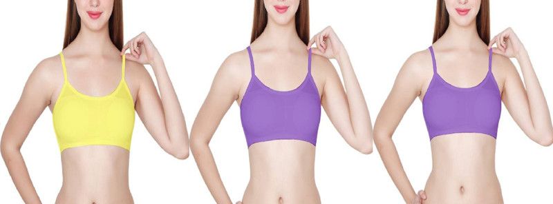 Pack of 3 Women Bralette Lightly Padded Bra  (Purple, Yellow)