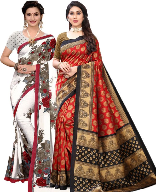 Self Design Bollywood Art Silk Saree  (Pack of 2, Maroon, Red)