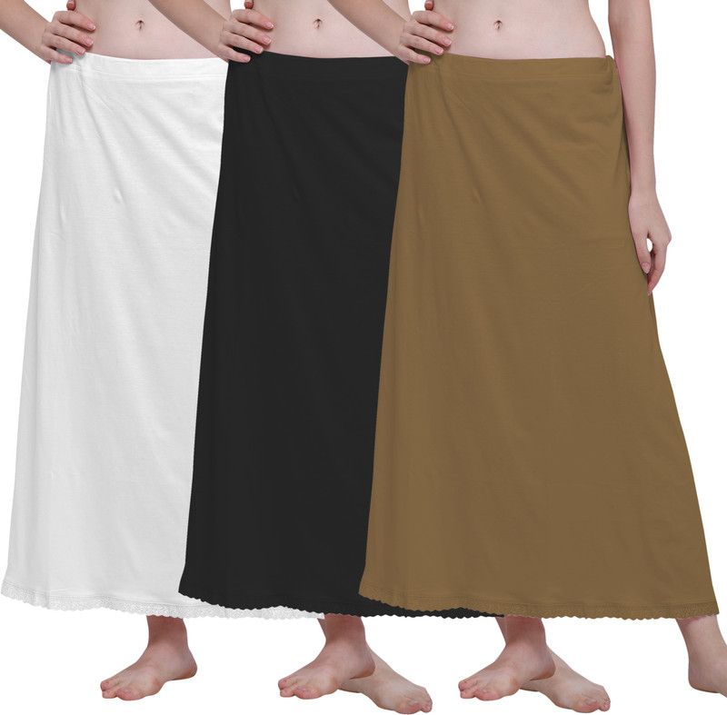 Ziya HOS-CTN-WHT-BLK-KHK Hosiery, Cotton Blend Petticoat  (Free)