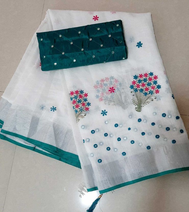 Woven Daily Wear Linen Saree  (Multicolor)
