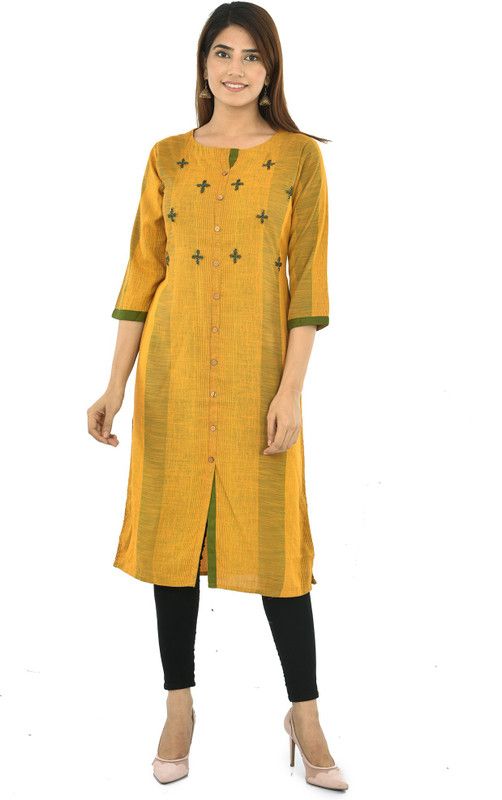 Women Embroidered Viscose Rayon Frontslit Kurta  (Multicolor)