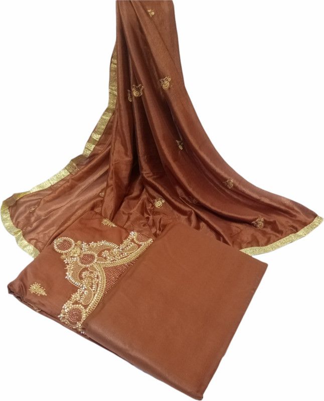 Unstitched Cotton Silk Chudidar Fabric Embellished