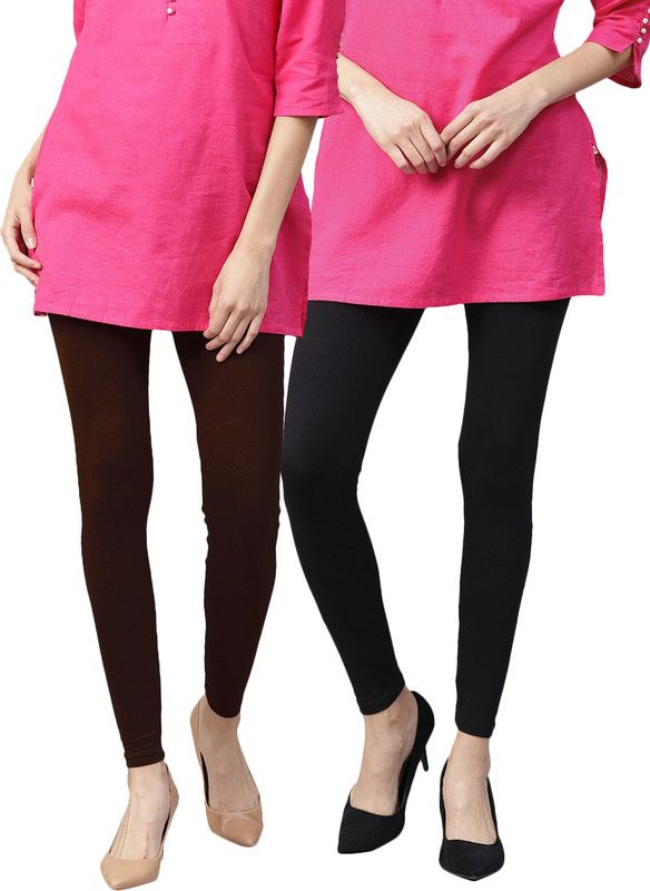 Ankle Length Ethnic Wear Legging  (Brown, Solid)