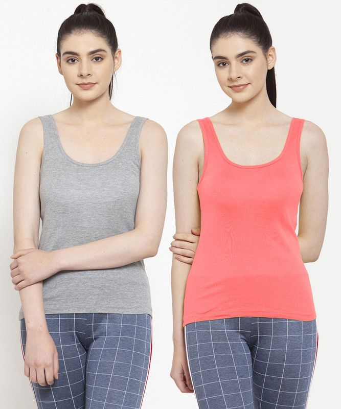 Women Grey, Pink Tank Top/Vest