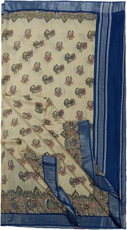 Digital Print Daily Wear Cotton Silk Saree  (Beige)