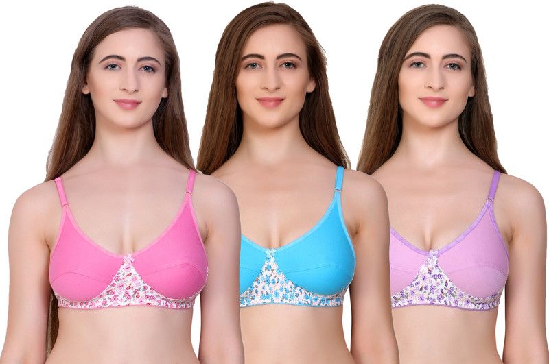 Pack of 3 Women T-Shirt Non Padded Bra  (Blue, Pink, Purple)