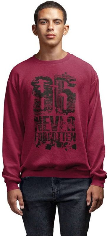 Men Graphic Print Crew Neck Maroon Sweater