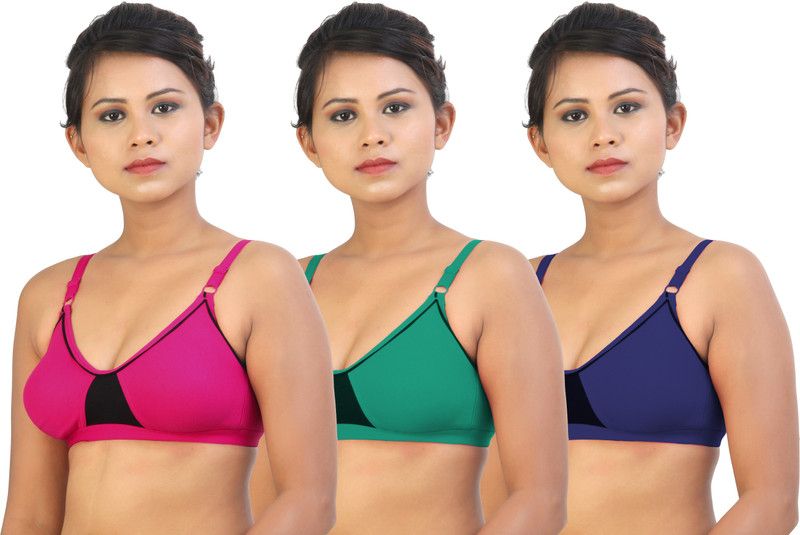 Women Push-up Non Padded Bra  (Blue, Green, Pink)