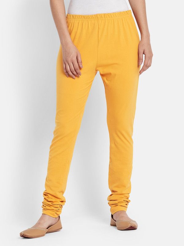 Fabindia Churidar Western Wear Legging  (Yellow, Solid)