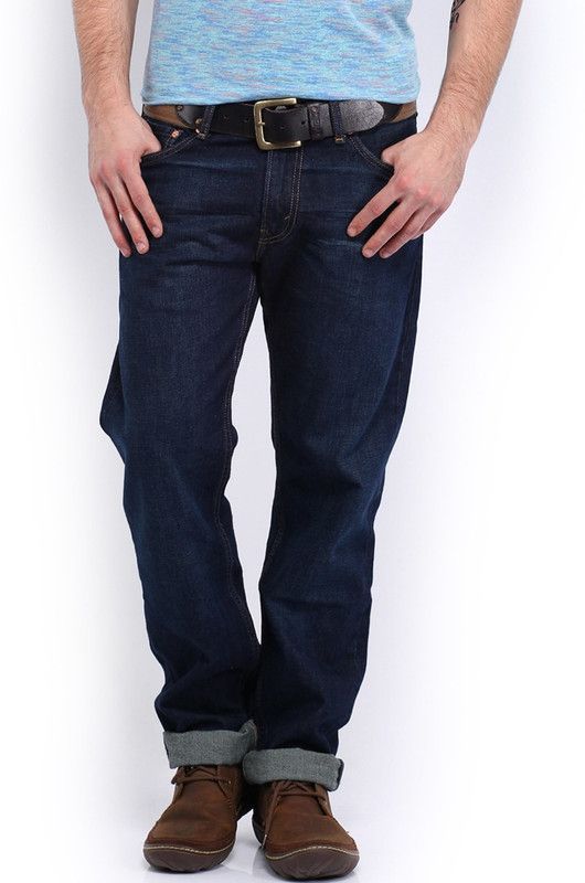 | Men Regular Mid Rise Blue Jeans